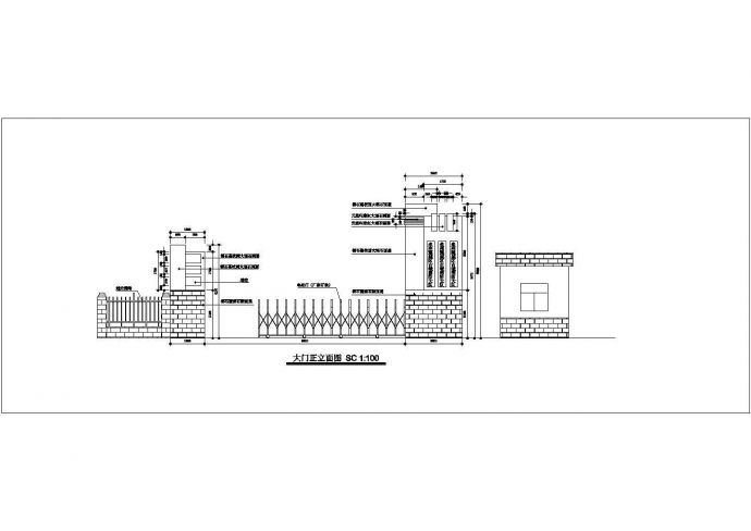 某大门入口cad施工图纸_图1