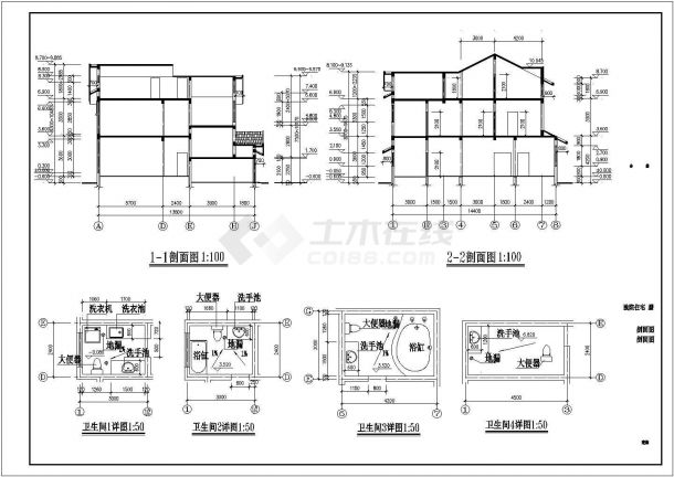 中西独院高档别墅详细建筑设计施工图-图二