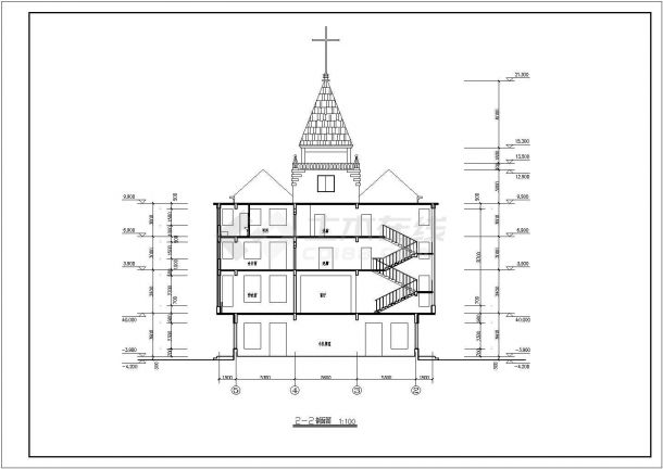 某地区四层教堂全套建筑设计施工图-图一