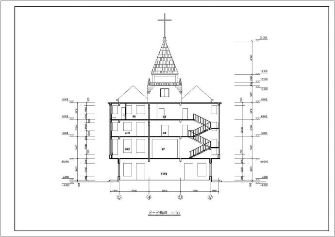 某地区四层教堂全套建筑设计施工图_图1