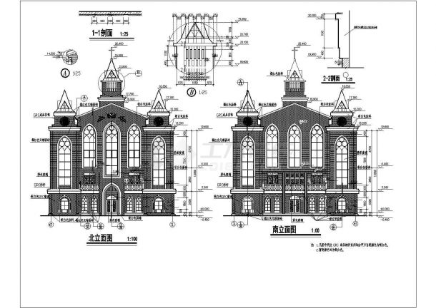 某地区二层教堂建筑设计规划施工图-图一