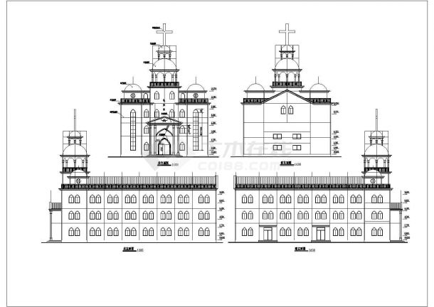 某地区四层教堂建筑规划设计施工图-图一