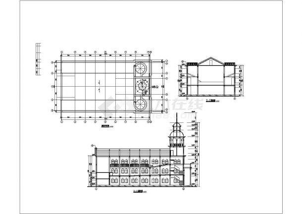 某地区四层教堂建筑规划设计施工图-图二