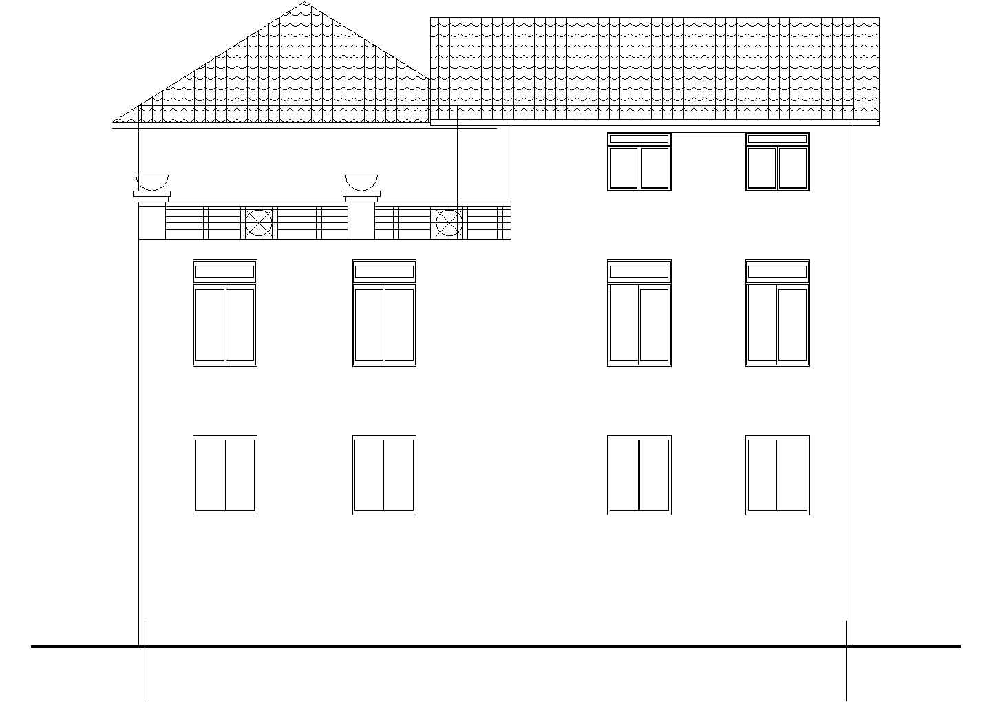 三层局部坡屋顶别墅（含建筑平立剖、结构、电气）