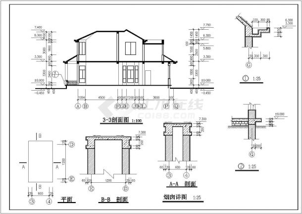 豪华大方双拼别墅设计CAD详细建筑设计图纸-图二