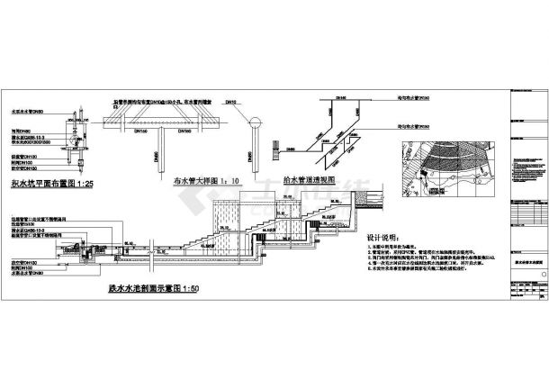 陕西省某城镇工程喷泉给CAD排水图纸-图二