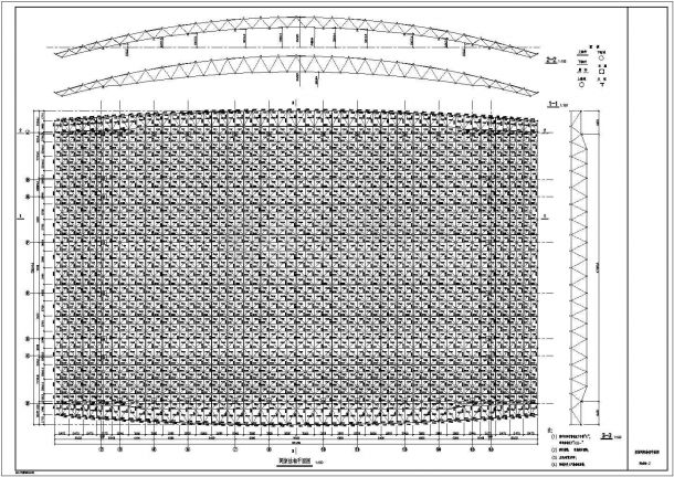 某体育馆屋面正放四角锥网架施工图-图一