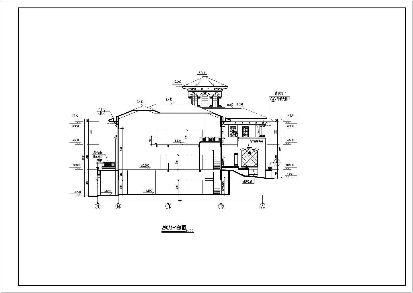 某三层欧式别墅建筑cad设计施工图