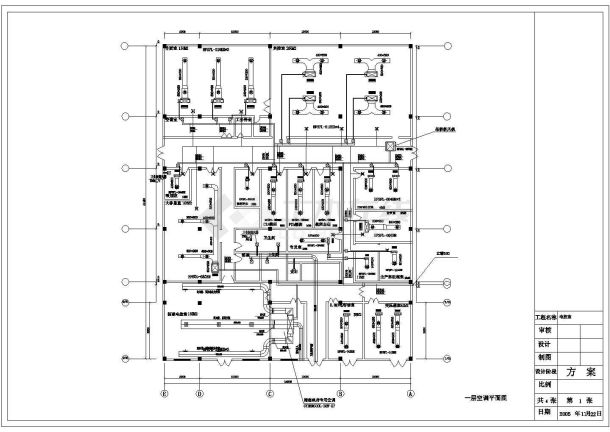 某地区办公楼空调整套平面cad设计施工图纸-图一
