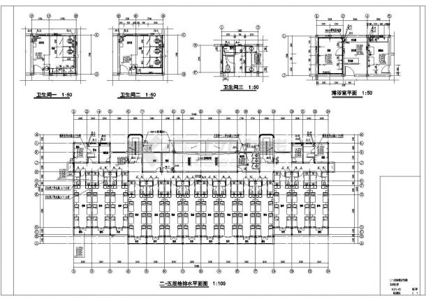 某学校六层砖混结构宿舍楼给排水消防设计图-图二