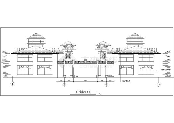 四川省某城市商业街建筑立面设计图-图二