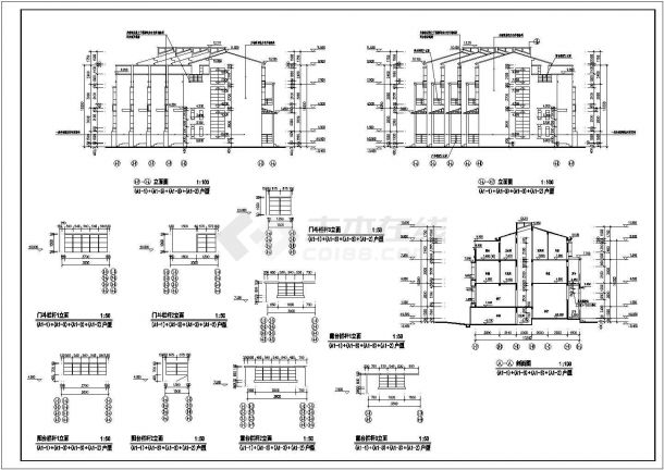 江苏省某城市三层联排别墅CAD施工图-图二
