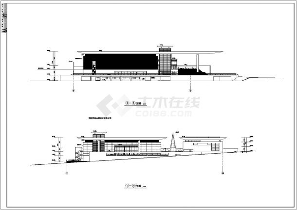 广东省深圳市某城市体育馆CAD全套图-图二
