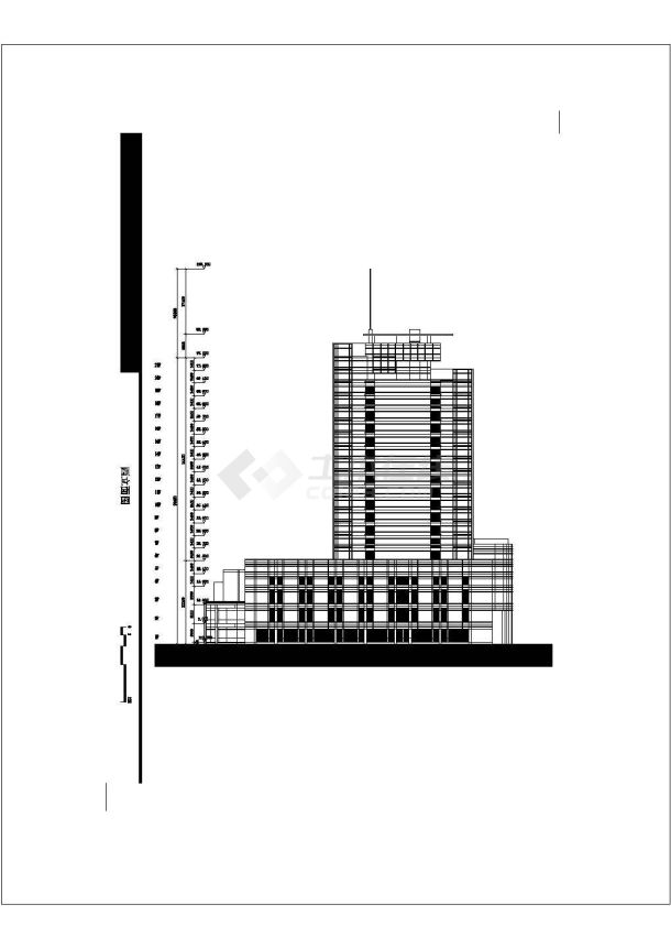 某地框架结结构二十一层办公楼建筑设计方案图-图二