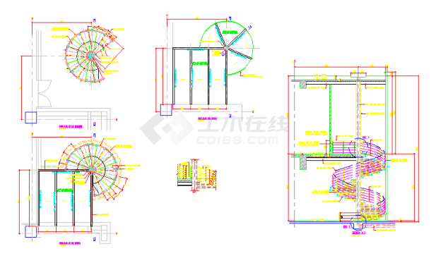 钢螺旋楼梯建筑设计施工图（共3张）-图一