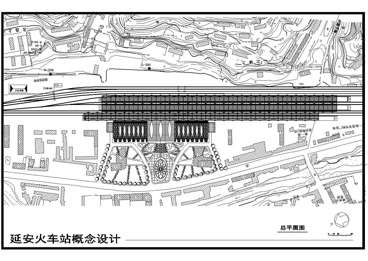 延安市两层框架结构火车站建筑概念设计方案图