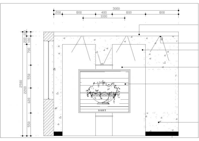 某地区壁挂电视背板小品CAD设计图纸_图1