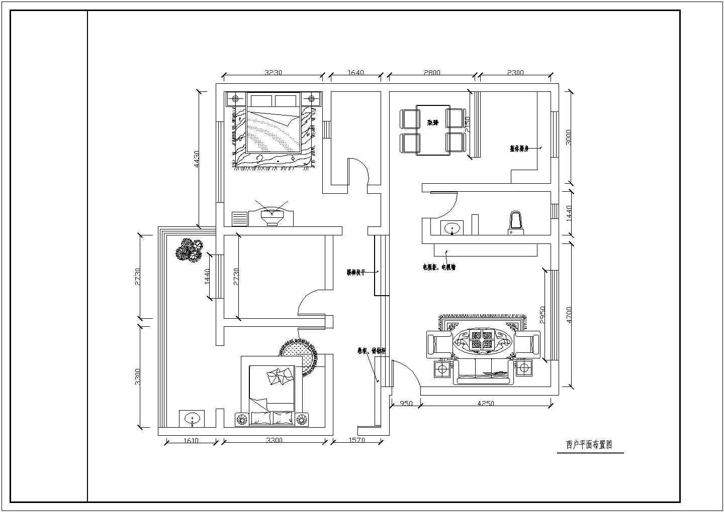 某地区凤凰城内室装修CAD设计图纸