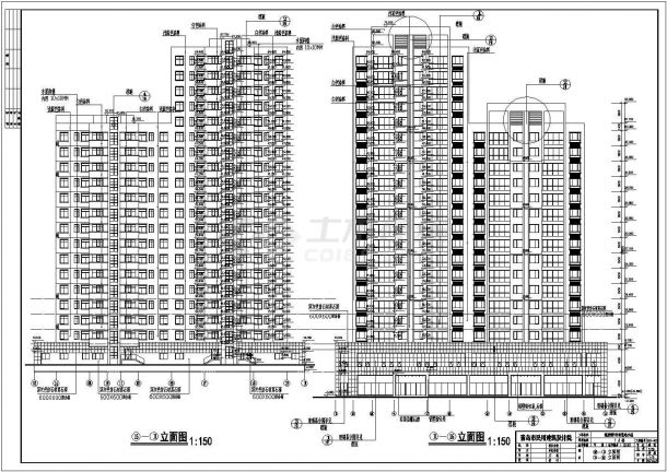 【武汉】某二十一层框架结构商住楼建筑方案图-图一