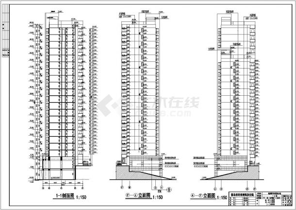【武汉】某二十一层框架结构商住楼建筑方案图-图二
