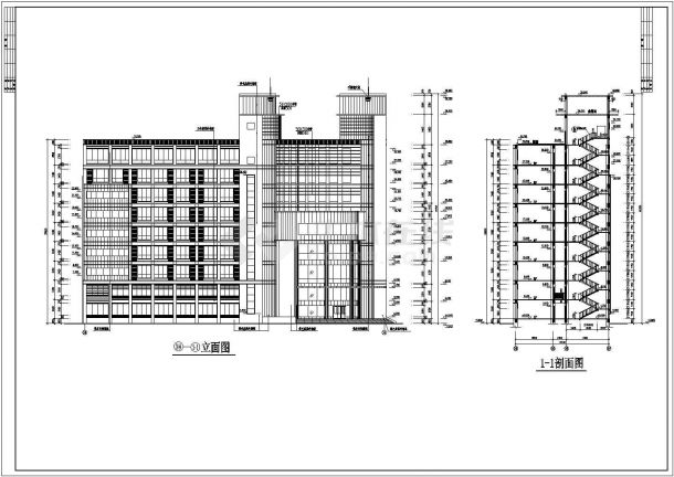 某地九层框架结构办公楼建筑设计方案图-图一