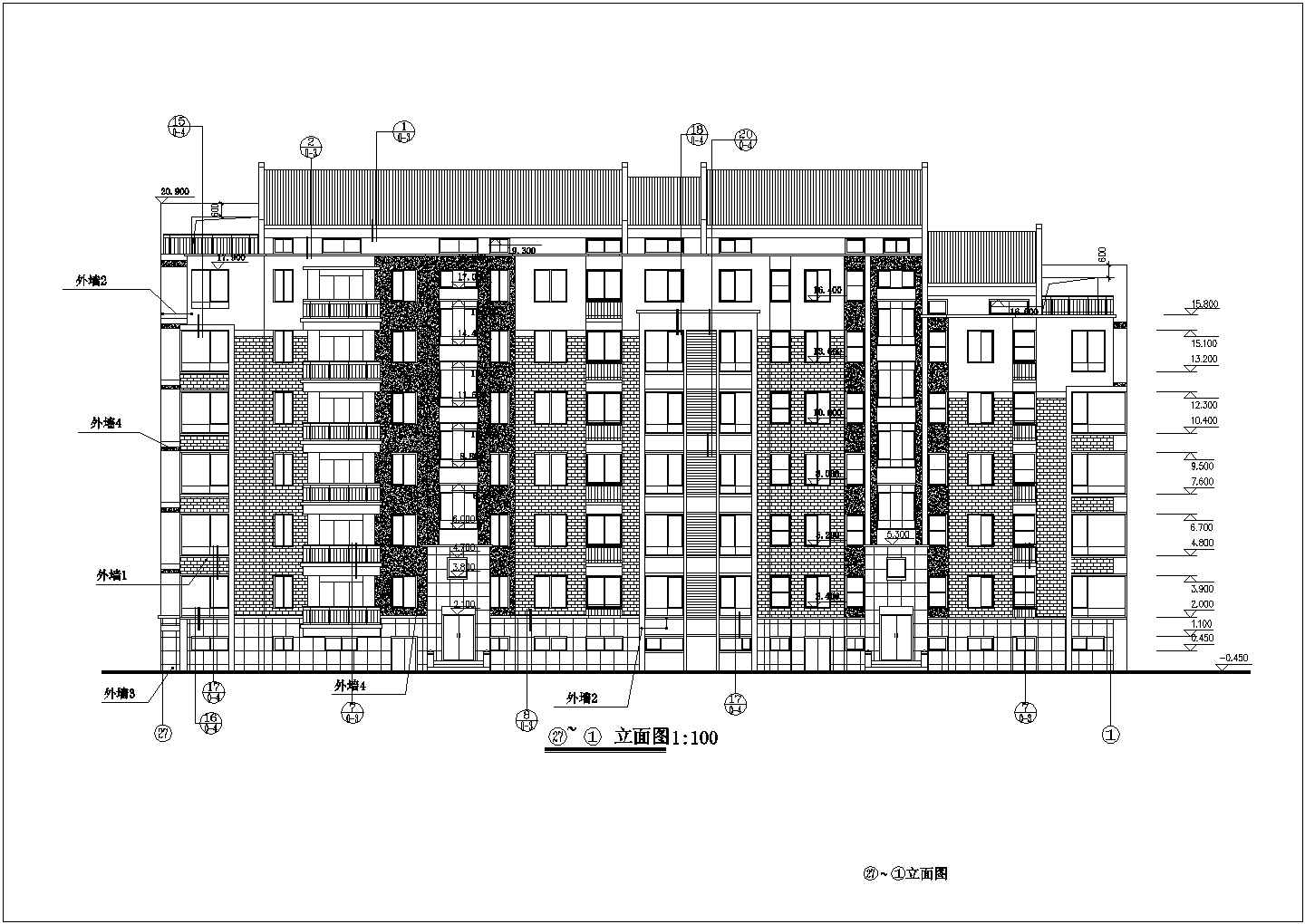 重庆市某城市6层商业住宅楼设计图