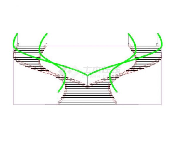 双心型旋转楼梯－autoCAD三维立体图-图一