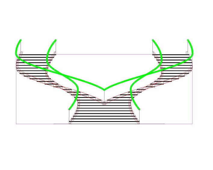 双心型旋转楼梯－autoCAD三维立体图