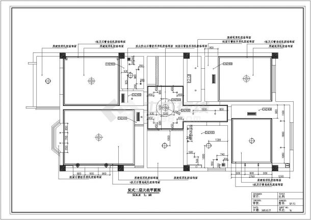 某地区完整复式家装CAD设计图纸-图二