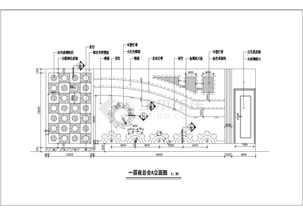 某地区小酒吧装饰施工CAD设计图纸-图二