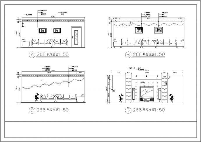 某地区歌舞厅KTV包间装修CAD设计图纸_图1