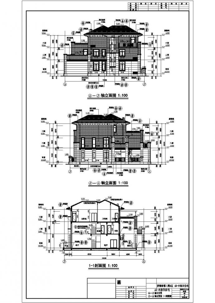 东南亚风格精美三层别墅详细建筑设计图（全套）_图1