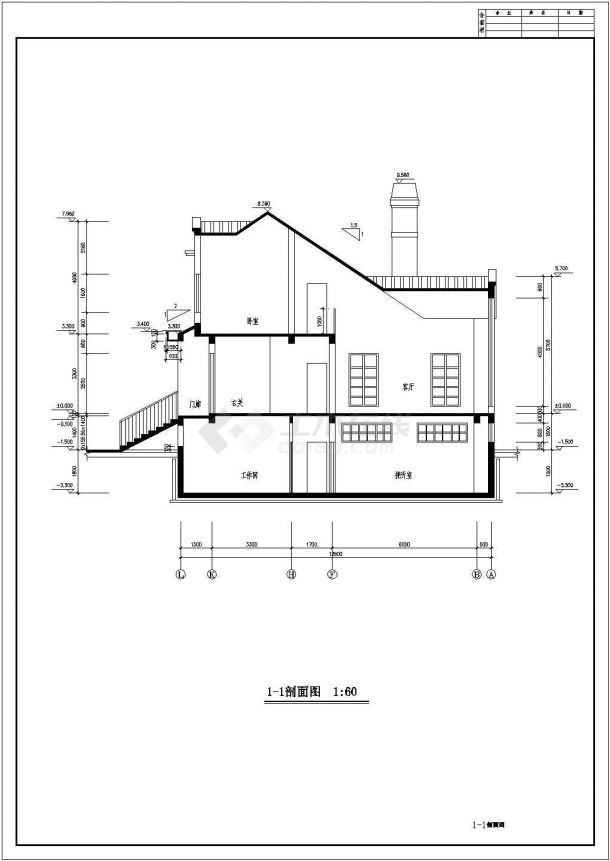 带地下室大方坡屋顶自建别墅详细建筑设计图-图二