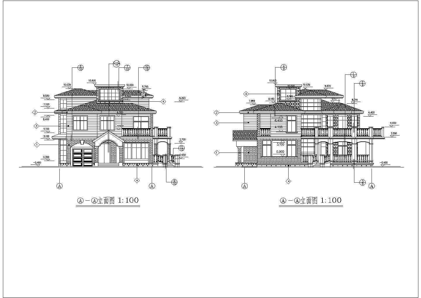 带阳光房车库别致三层自建别墅详细建筑设计图