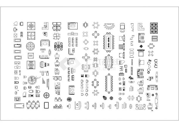 某地区设计cad家具平面素材图块-图一