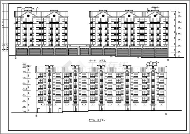 陕西省某餐五层商住楼CAD平立剖面图-图一