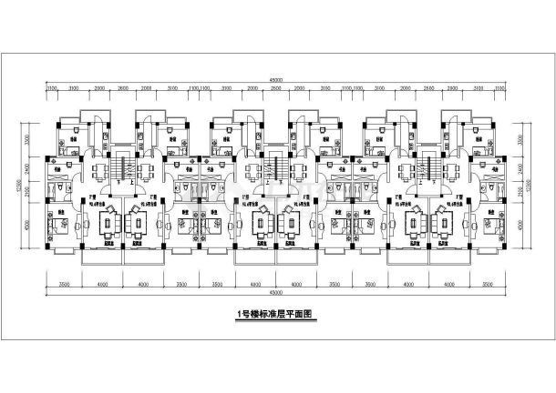 湖南省某城市高层住宅小区平面户型图-图一