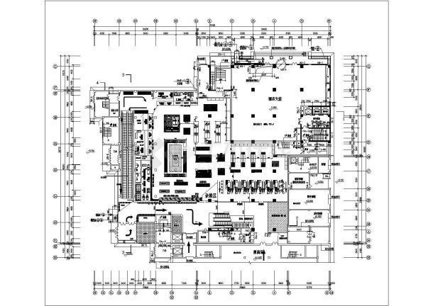 福建省某城市二层超市CAD平面建筑图-图二