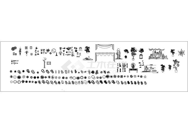 某室内家装CAD绿化小品素材图库-图二