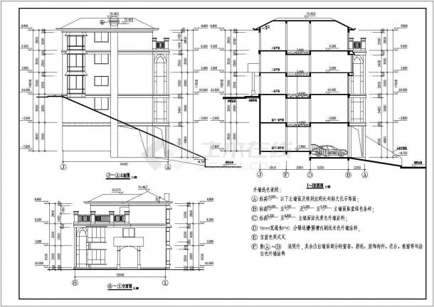 某地五层框架结构别墅结构设计施工图-图一