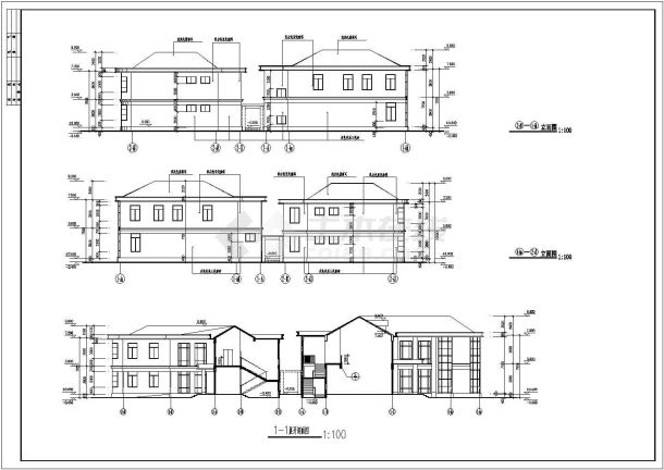 某地两层框架结构会所建筑设计方案图-图一