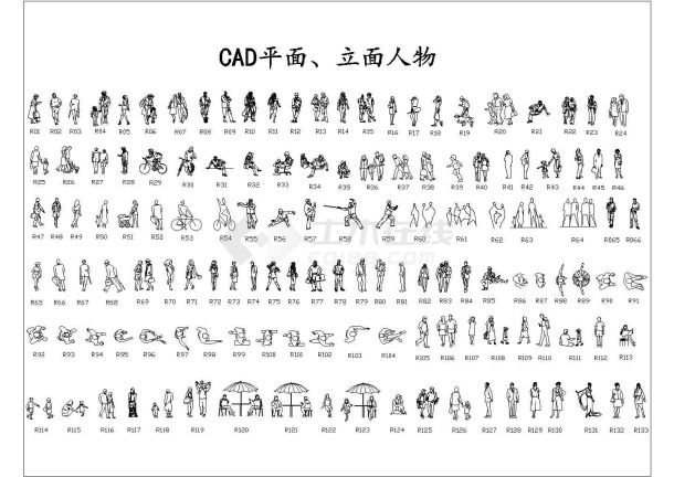 cad平面、立面人物素材大全图纸-图一