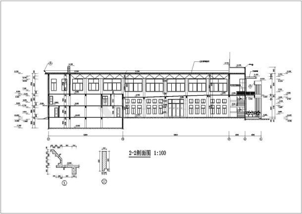 福建省某地区食品工厂职工餐厅CAD设计图-图二