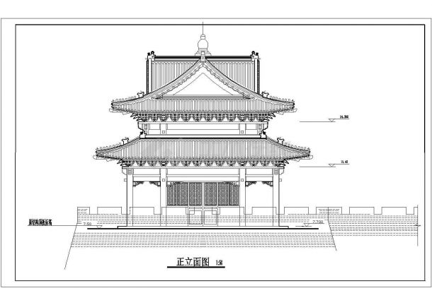 仿古建筑设计施工立面图（共3张）-图二