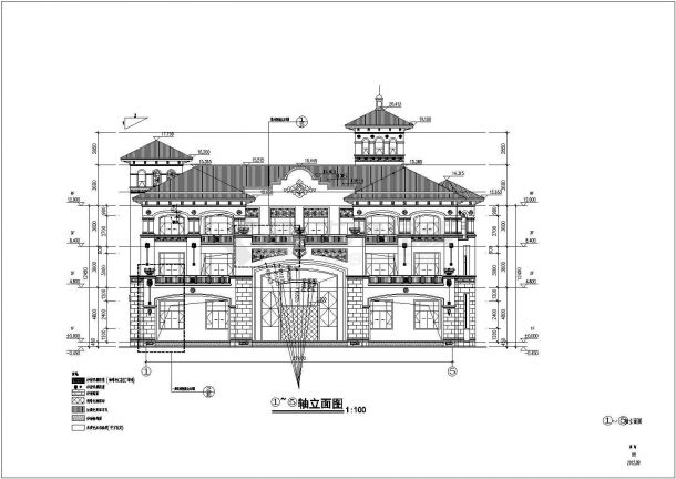 三层豪华别墅建筑施工图图（含效果图）-图一