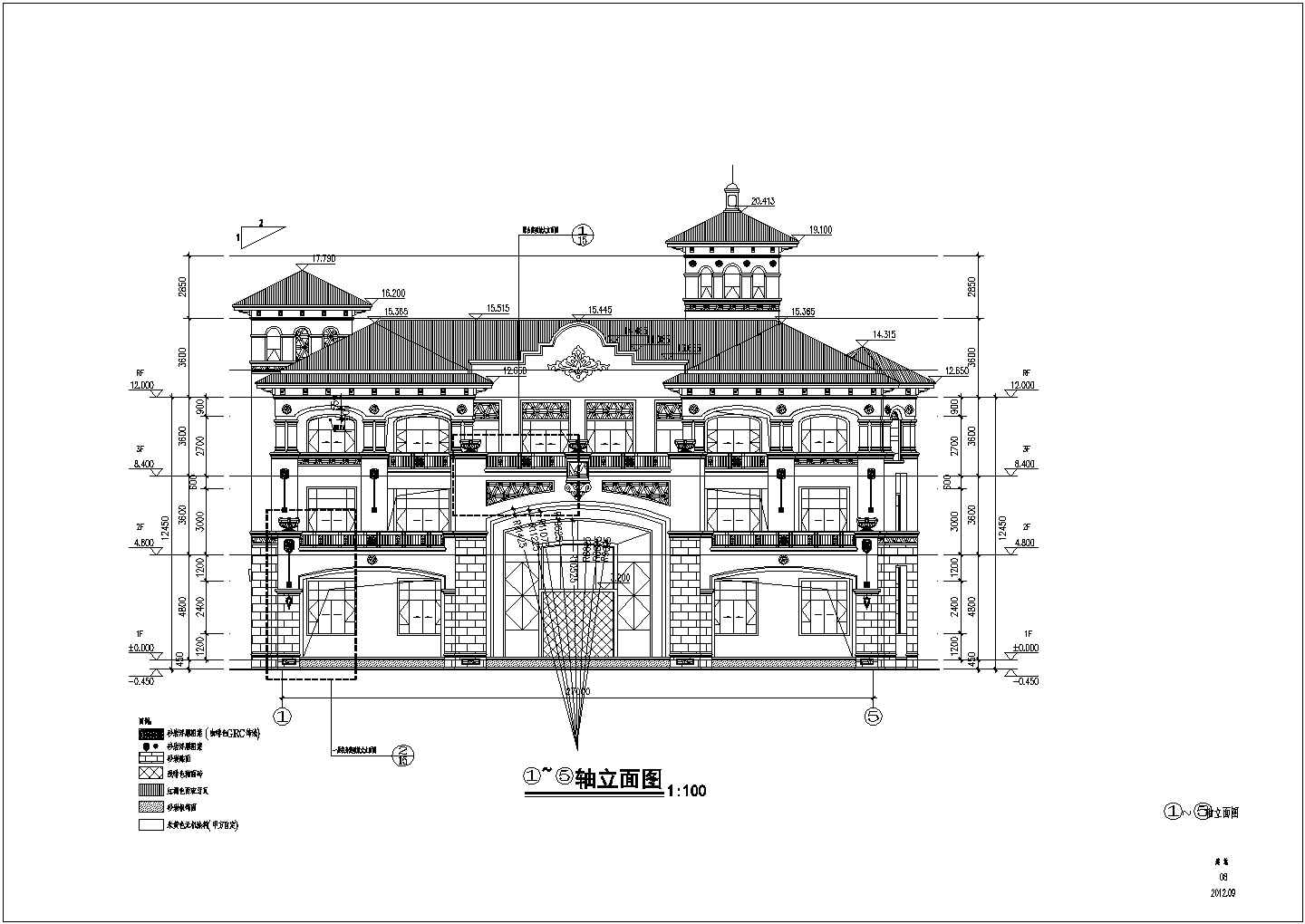 三层豪华别墅建筑施工图图（含效果图）