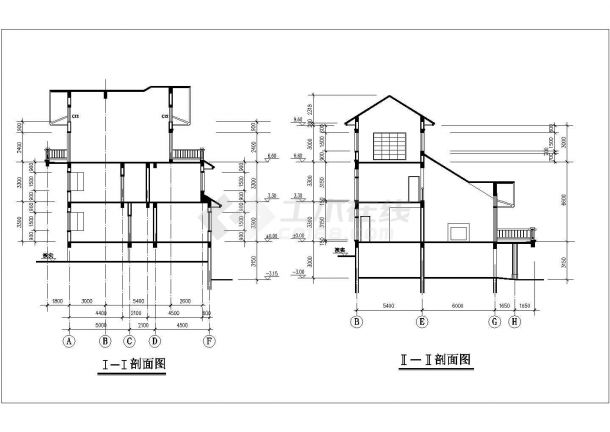 某地豪华三层带车库层别墅建筑设计图-图二