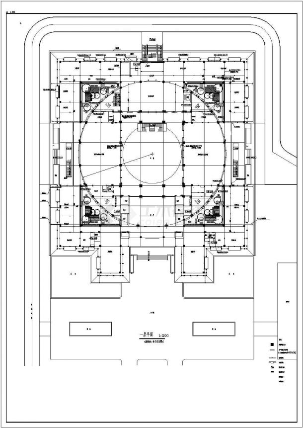 某地区9598平米地下1地上3层博物馆建筑方案CAD设计图纸-图一