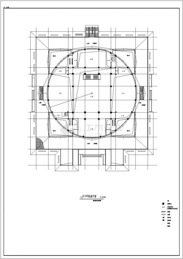 某地区9598平米地下1地上3层博物馆建筑方案CAD设计图纸-图二