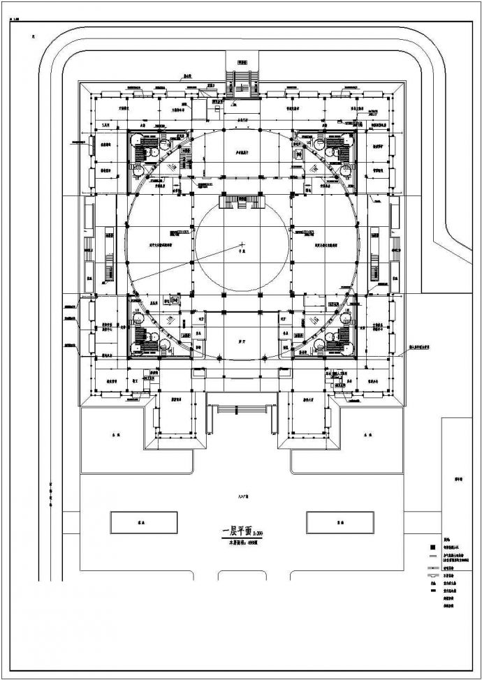某地区地下1地上3层省博物馆建筑方案CAD设计图纸_图1